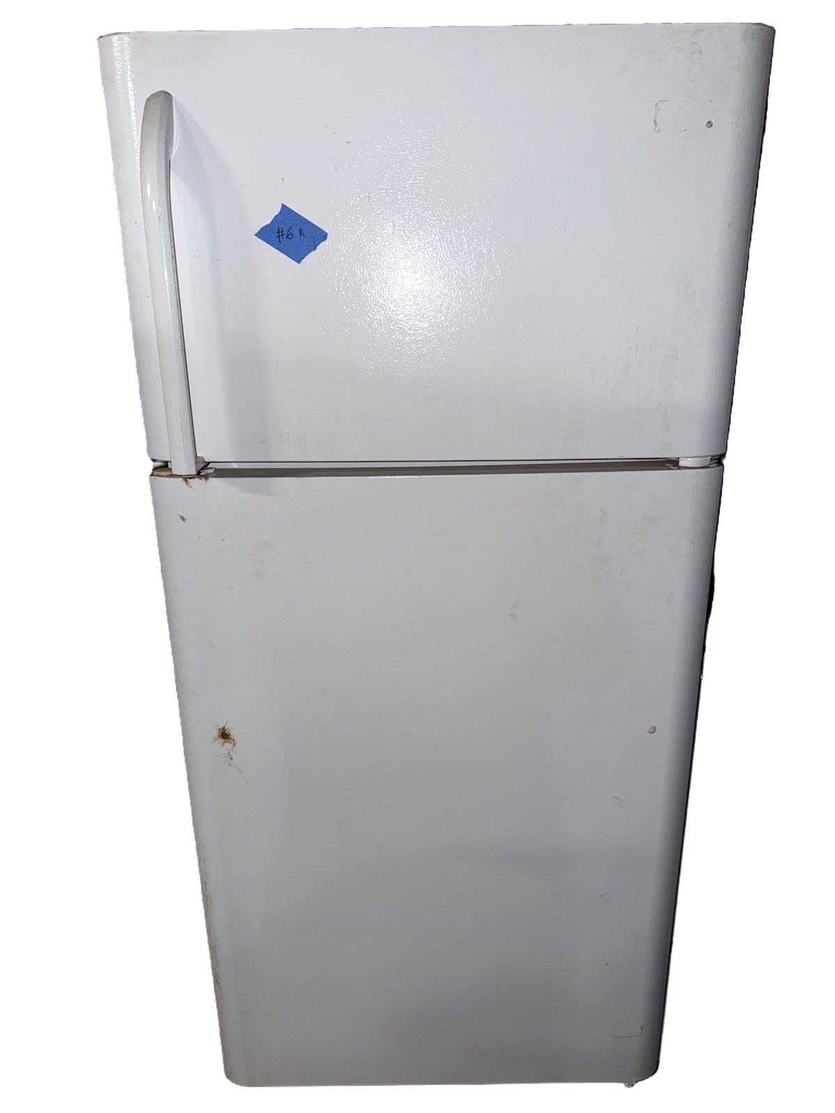 White top-freezer refrigerator