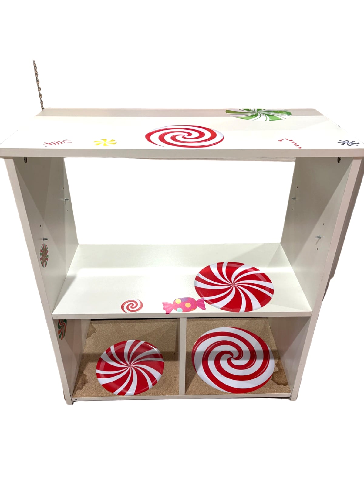 White Display Shelf with Candy Design