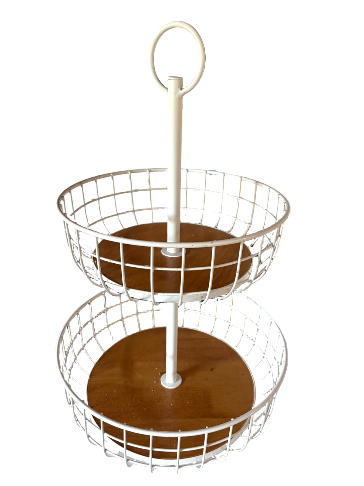 Two-Tiered Wire Basket Stand