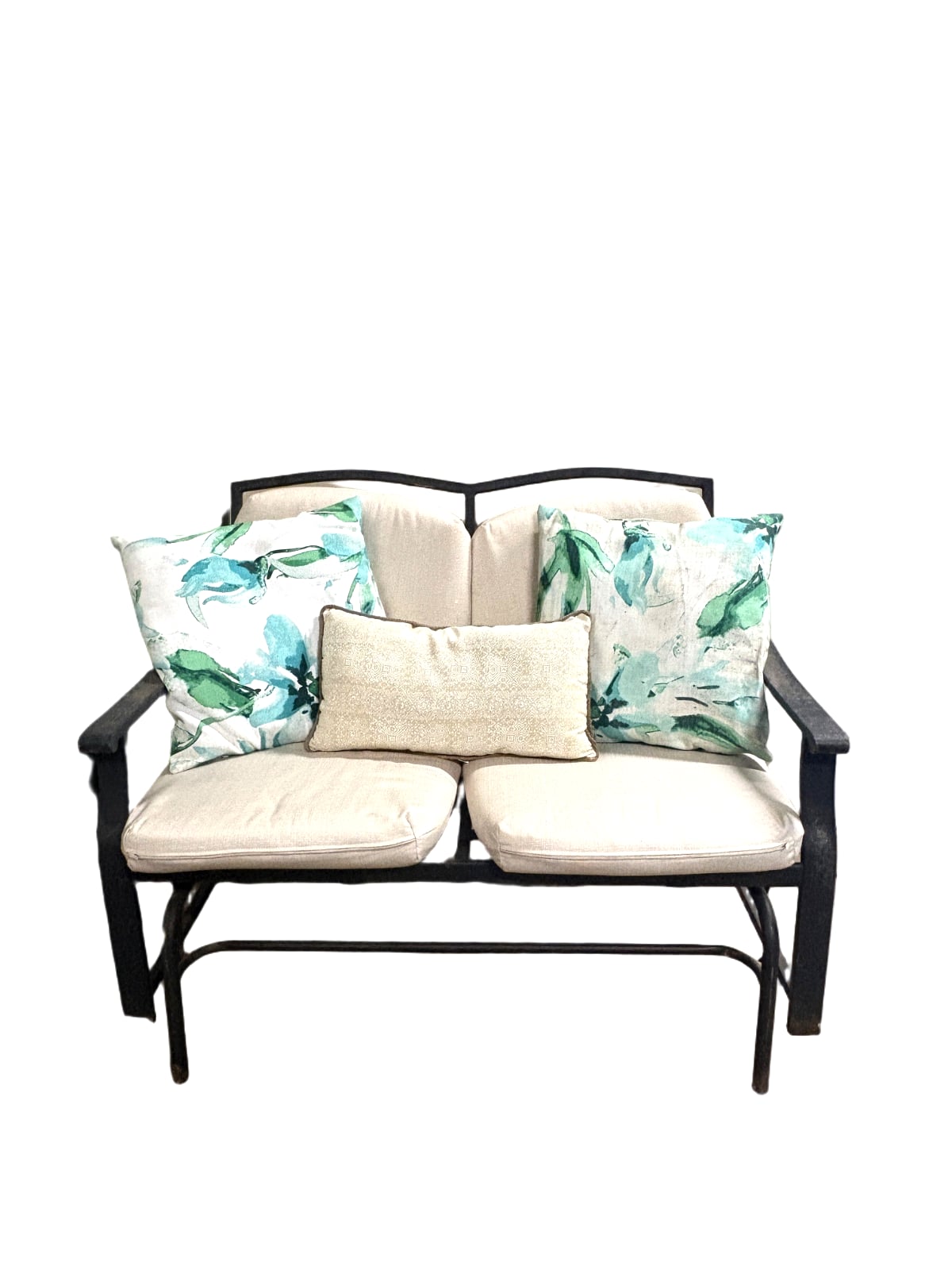 Rocking Outdoor Bench with Cushions