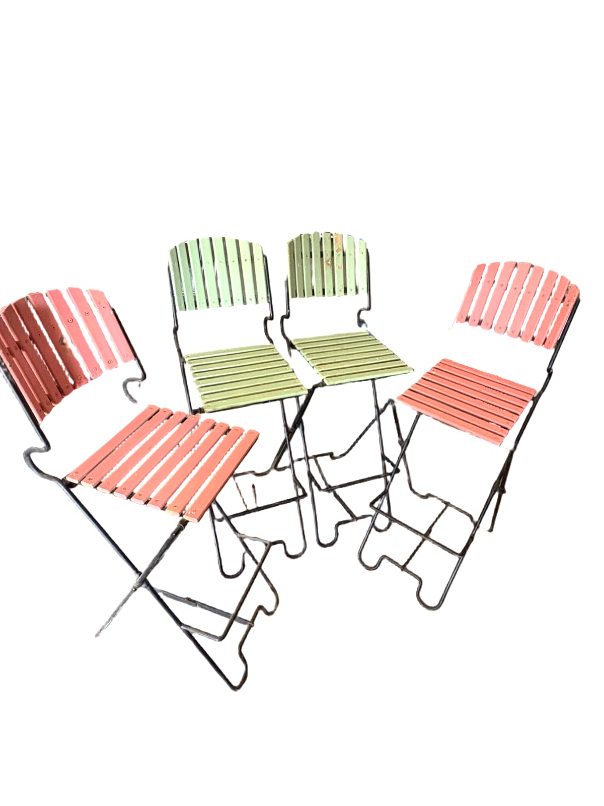 Set of 4 Folding Metal Bar Stools
